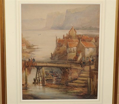 Lot 851 - Frederick William Booty (1840-1924) "Staithes near Whitby" Signed, inscribed with the artist's name