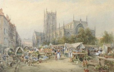 Lot 852 - Frederick William Booty (1840-1924) "Holy Trinity Church and the Market Square, Hull" Signed,...