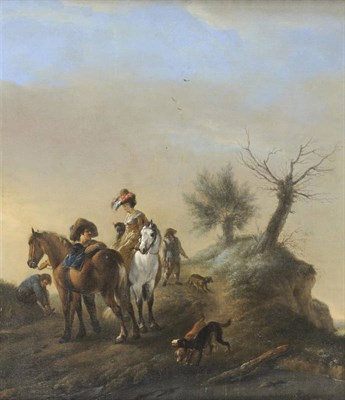 Lot 865 - Circle of Philips Wouwerman (17th/18th century) Dutch Dutch Hunting Party with a Lady upon a...