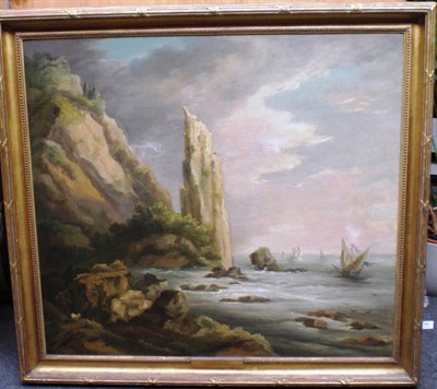 Lot 866 - Thomas Stowers (1754-1813) "A Rocky Coast Scene" Inscribed on an exhibition label verso, also...