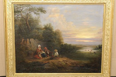 Lot 873 - J…Townend (19th century) Gypsy Encampment with Figures beside a Fence Signed, oil on...