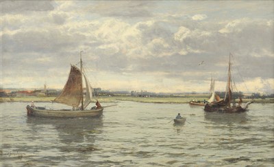 Lot 886 - David Farquharson A.R.A., A.R.S.A., R.S.W. (1840-1907) "Off Dordrecht" Signed and dated (18)87,...