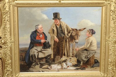 Lot 898 - J"¦ Wilson (19th century) Figures on a Beach Bartering for Fish Signed, oil on canvas, 53cm by...