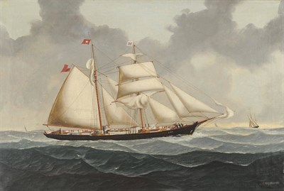 Lot 903 - John Henry Mohrmann (1857-1916) American The Vessel "Lily" in an Open Sea, with other boats in...