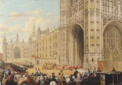 Lot 907 - English School (19th century) State Opening of the Houses of Parliament "The Palace of Westminster"