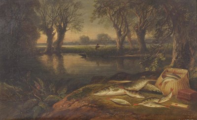 Lot 923 - Henry Leonidas Rolfe (fl.1847-1881) "The Day's Catch" Signed and dated 1870, oil on canvas, 36cm by