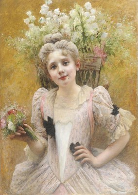 Lot 967 - Attributed to Valentine Cameron Prinsep R.A. (1838-1904) "The Flower Seller" Inscribed with the...