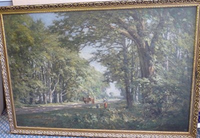 Lot 980 - William Greaves (fl.1885-1920) Wooded Landscape with a Figure and Horse and Cart Signed,...