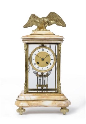 Lot 999 - A Marble Striking Four Glass Mantel Clock, circa 1890, the case surmounted by a gilt metal...