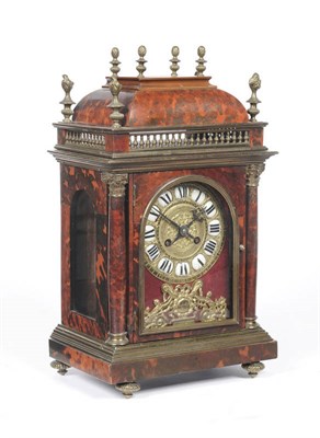 Lot 1000 - A Tortoiseshell Striking Mantel Clock, retailed by Maple & Co, Paris, circa 1900, the case with...