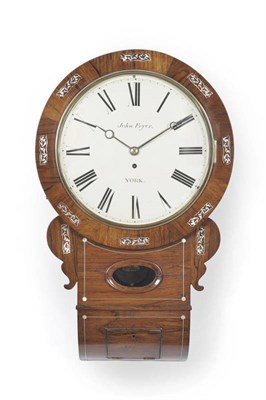 Lot 1003 - A Rosewood and Mother of Pearl Inlaid Trunk Dial Wall Clock, John Fryer, York, circa 1830, the case