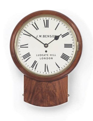 Lot 1004 - A Mahogany Trunk Dial Wall Timepiece, J W Benson, Ludgate Hill London, circa 1880, the case...