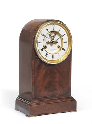 Lot 1010 - A Mahogany Striking Mantel Clock, Retailed by Aubert & Klaftenberger, Geneve, circa 1890, the...