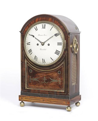 Lot 1012 - A Mahogany and Brass Inlaid Striking Bracket Clock, Thomas Farr, Bristol, circa 1820, the...