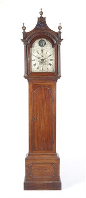 Lot 1019 - A Mahogany Eight Day Longcase Clock, the case with a later added pagoda top, fluted columns, arched