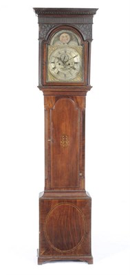 Lot 1022 - A Mahogany Eight Day Longcase Clock, the case with flat top pediment, fluted columns, arched...