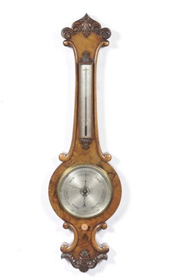 Lot 1027 - A Walnut Wheel Barometer, signed T Cooke, York, circa 1860, the figured case with applied...