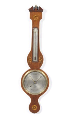 Lot 1028 - A Mahogany Shell Inlaid Wheel Barometer, signed J Somalvico & Son, 37 Charles Str, Hatton...