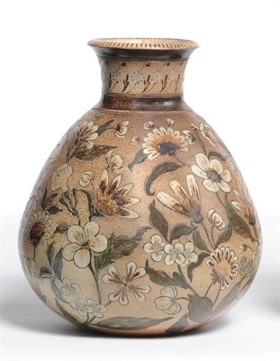 Lot 1037 - A Martin Brothers Stoneware Vase, by Robert Wallace Martin, dated 1889, incised with blossoms...