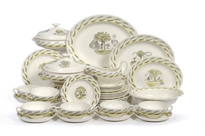 Lot 1053 - A Wedgwood "Garden" Dinner Service, designed by Eric Ravilious, printed in sepia and yellow,...