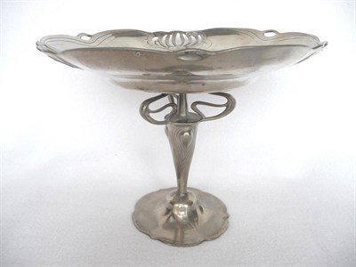 Lot 1067 - An Art Nouveau WMF Plated Comport, the rim with pierced stylised flower head decoration, on a...