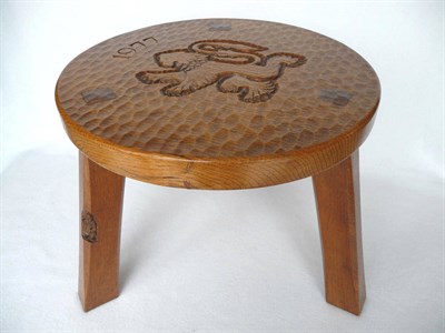 Lot 1114 - A Thomas "Gnomeman" Whittaker Oak Coffee Table, dated 1977 carved with a rearing lion, with...