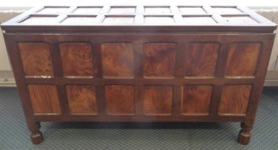 Lot 1120 - A Yorkshire Burr Oak Panelled Blanket Box, on four octagonal feet, unmarked, 109cm by 40.5cm,...