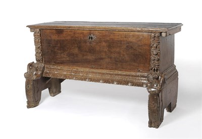 Lot 1180 - A Large 17th Century Italian Walnut Cassone, the moulded lid (now fixed) over a (converted)...