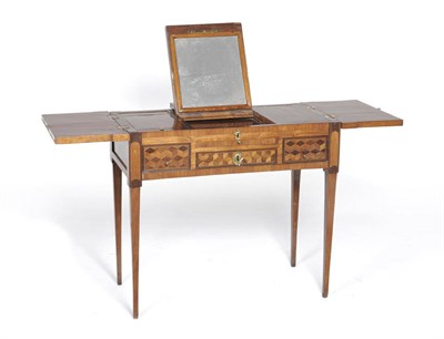 Lot 1182 - A Louis XV Style Parquetry and Marquetry Poudreuse, inlaid with flowers and writing...