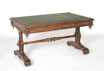 Lot 1219 - A Victorian Mahogany and Leather Inset Library Table, the rectangular top with an egg and dart...