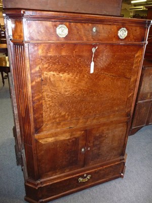 Lot 1221 - A Mahogany Secretaire a Abattant, early 19th century, the projecting cornice above a drawer...