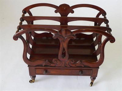 Lot 1228 - An Early Victorian Mahogany Canterbury, with three folio compartments between lyre-shaped dividers