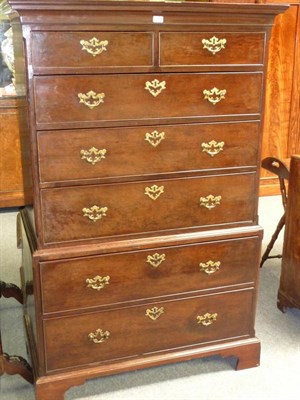 Lot 1247 - A George II Mahogany Chest on Chest, having a coved cornice over two short and three long...