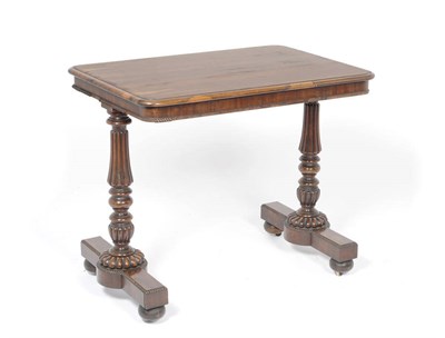 Lot 1253 - A William IV Zebrawood Occasional Table, the rectangular top with a moulded edge and beaded frieze