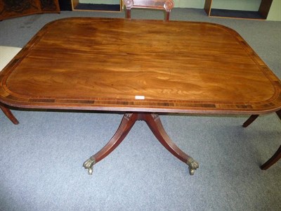 Lot 1260 - A Late George III Mahogany, Rosewood and Satinwood Crossbanded Breakfast Table, the rectangular...