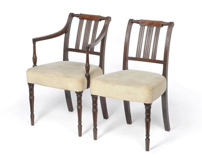 Lot 1261 - A Set of Eight George III Mahogany Dining Chairs, the rectangular and ring turned top rail with ten