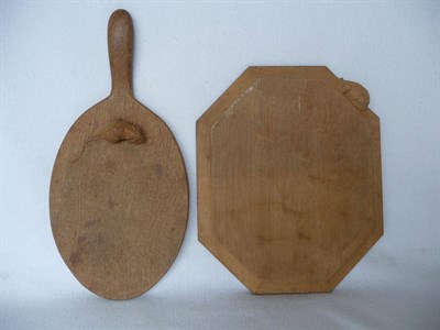 Lot 1091A - A Robert "Mouseman" Thompson Oak Cheese Board, with carved mouse signature on the board (not on...