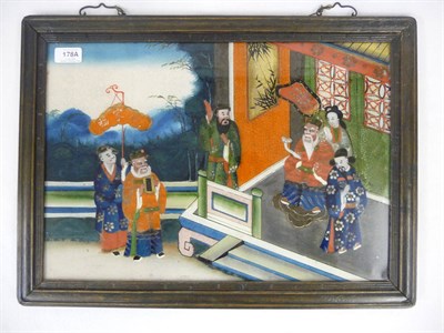 Lot 178A - A Chinese Reverse Painting on Glass, late 19th century, painted in vivid colours with four...