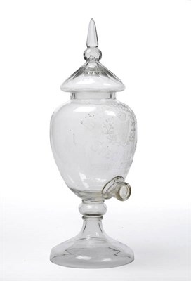 Lot 8A - A Slice Cut Glass Pedestal Whiskey Dispenser "McConnell's Special Irish, Belfast", circa 1880,...