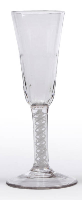 Lot 32 - An Ale Glass, circa 1765, the rounded funnel bowl with basal flutes, upon a double series...