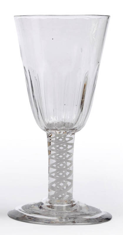 Lot 34 - A Goblet, circa 1770, the round funnel bowl with basal flutes, on a double series opaque twist stem