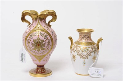 Lot 48 - A Copeland Spode Porcelain Jewelled Vase, circa 1900, of inverted pear pedestal shape, solid gilded