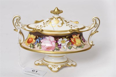 Lot 61 - A Royal Crown Derby Porcelain Flower Painted Two-Handled Vase and Cover, Albert Gregory, 1901,...