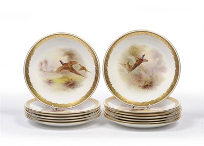 Lot 62 - A Composite Set of Thirteen Royal Worcester Porcelain Pheasant Painted Game Plates, James...