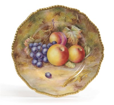Lot 63 - A Royal Worcester Porcelain Fruit Painted Dessert Plate, Horace H Price, 1936, of bracketed...