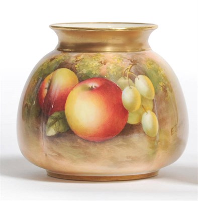 Lot 65 - A Royal Worcester Fruit Painted Porcelain Quatrelobed Vase, Edward Townsend, 1937, painted with two