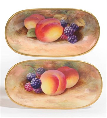 Lot 68 - A Matched Pair of Royal Worcester Fruit Painted Porcelain Pin Dishes, George Moseley, 1936 and...