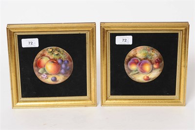 Lot 72 - A Pair of Royal Worcester Porcelain Fruit Painted Circular Plaques, William Bee, circa 1930,...