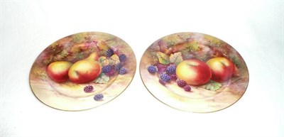 Lot 76 - A Pair of Royal Worcester Fruit Painted Porcelain Side Plates, Edward Townsend, 1924, circular, one