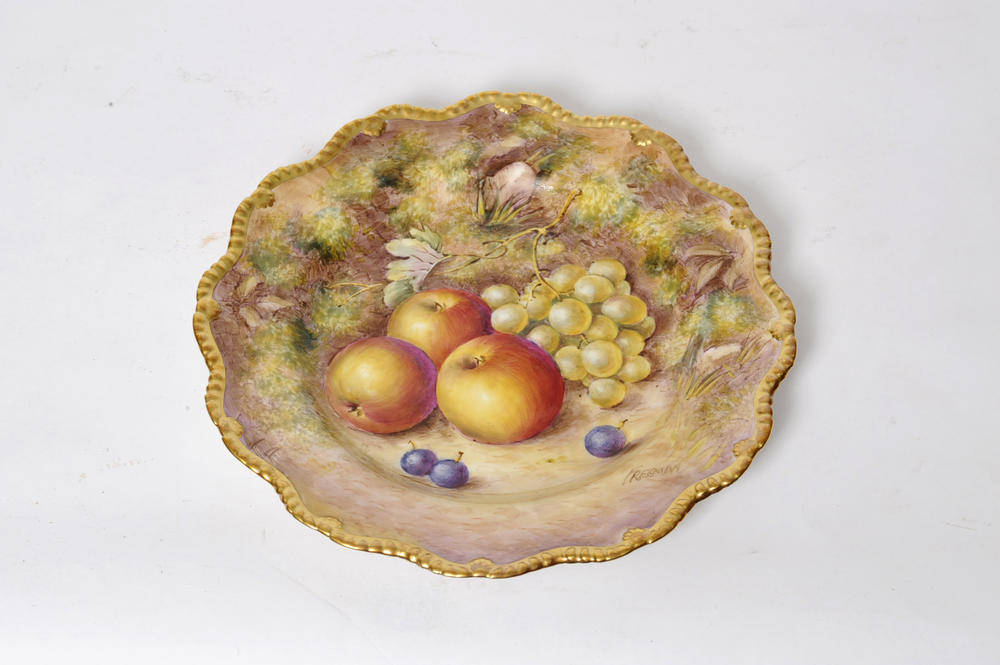 Lot 84 - A Royal Worcester Porcelain Fruit Painted Dessert Plate, John Freeman, mid 20th century, with...